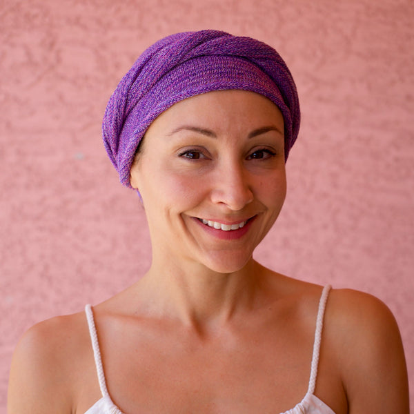 Lilac Purple Knit Turban Wrap